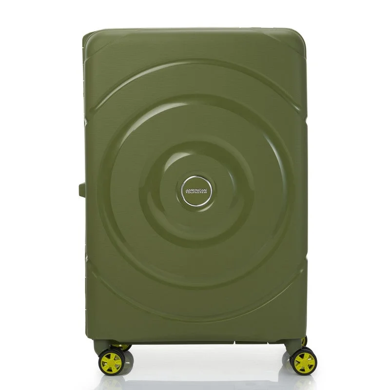 AMERICAN TOURISTER Olive Circurity Suitcase, Check-In Size 68 cm / 25 inch, 4 Spinner Wheels, Hard Top, Polypropylene, Olive|Scratch & Impact Resistant Material|Lightweight|XtraSecu™ 3 Point Locking System|TSA Lock - 3 Years International Warranty  | Best Price UAE